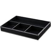 KINGFOM 4-Compartment Leather Drawer Tray Desk Stationery Sundries Gadget Organizer Storage Box P...