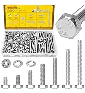 Fgruh 224PCS 1/4''-20 Hex Bolts and Nuts Assortment Kit,1/4-20 x 1/2'', 3/4'', 1'', 1-1/2'', 2'',...