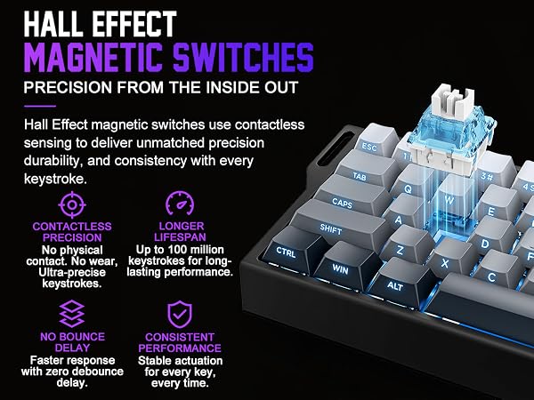 Hall Effect magnetic gaming keyboard with Rapid Trigger for competitive esports