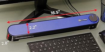 GOgroove SonaVERSE UBR USB Computer Soundbar Desktop Speaker Mini Sound Bar