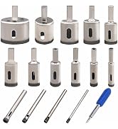 Seamaka 15 Pcs Diamond Hole Saw Drill Bit Set,Glass Drill Bit for Bottles, Porcelain, Marble Cutt...