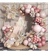Dusty Rose Pink Balloons Garland Kit, Retro Pink Beige Nude Metallic Rose Gold Boho Balloon Arch ...