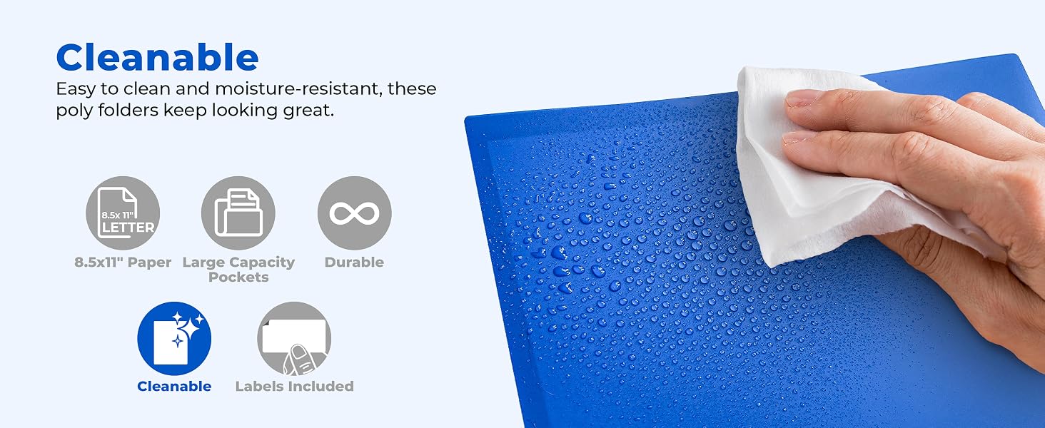 Dunwell 2-Pocket Poly Folder Vibrant - Cleanable