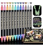 DAPAWIN Metallic Markers for Scrapbooking: 12 Scrapbook Markers, Scrapbook Metallic Pens for Blac...