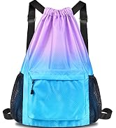 Sylfairy Waterproof Drawstring Backpack Gym String Bag Drawstring Sackpack Sport Cinch Bag For Wo...
