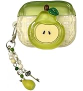 SGVAHY for AirPods 4 Case with Keychain Cute 3D Green Pear Pattern Design Soft Silicone Cover for...