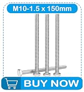Yinpecly 5 Pcs M10 Hex Bolts M10-1.5 x 150mm Hex Head Screw Bolt 304 Stainless Steel M10-1.5mm He...