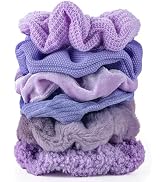 Scrunchies for Women Girls 6Pcs Purple Velvet Scrunchies for Thick Hair Ultra Textured Soft Cordu...