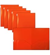 Extra Heavyweight Orange Plastic 2 Pocket Portfolio Folders, 12 Pack, Premium Letter Size Folders...