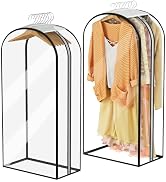 Garment Bags for Hanging Clothes 40” Long, Ultra Clear Suit Bags for Closet Storage, Moving Organ...