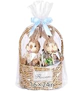 woric Cellophane Bags for Gift Baskets 12 Pcs 16x24 Inch Clear Cello Gift Bags Cellophane Wrap fo...