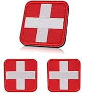 2x2-Inch Embroidered Medical First Aid Patch Cross Red Appliques with Hook & Loop for Tactical Ba...
