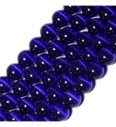 HAAMIIQII 60pcs 6mm Dark Blue Cat Eye Beads Round Loose Gemstone Beads for Jewelry Making Strand ...