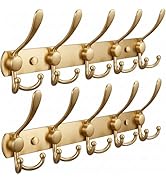 SAYONEYES Gold Coat Rack Wall Mounted - 16 Inch Heavy Duty Stainless Steel Wall Hook Rack - 5 Tri...
