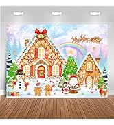 Mocsicka Christmas Gingerbread House Backdrop Winter Merry Xmas Snow Scene Candyland Winter Snowf...