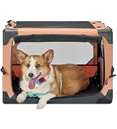 JOYTUTUS Collapsible Dog Crate, Portable Dog Crate for Car, Travel Dog Kennel Soft Dog Crate with...