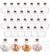 BTSKY 30 Pcs 5 oz Plastic Bottles with Corks, Clear Sand Art Bottles with Funnels, Mini Potion Bo...