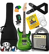 Pyle Beginner Electric Guitar Kit with Amp - Starter Kit Full Size 39" Instrument Package with Hu...