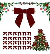 FUFUSING 30 PCS Burgundy Velvet Bows Vintage Christmas Tree Decorations with Twist Ties for Tree ...