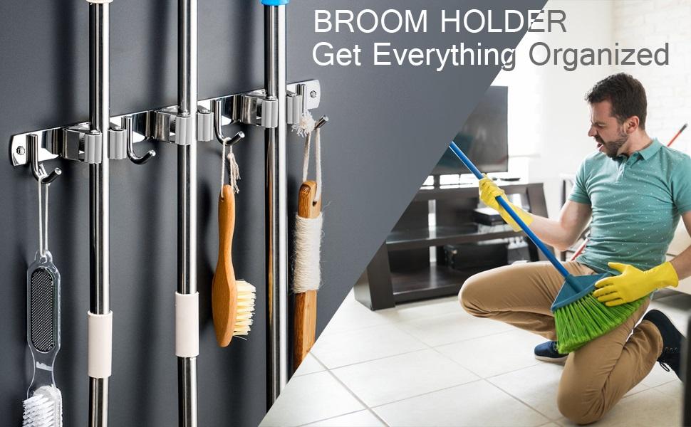 mop hanger wall mount, broom hanger wall mount, broom wall mount, mop broom holder wall mounted