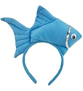Jowxsx Blue Fish Marine Life Sea Animal Costume Headband Accessories for Halloween Dress Up, Wome...