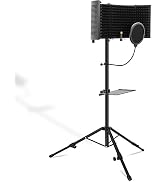 ITHWIU Microphone Isolation Shield with Stand Curved Panel, Foldable Mic Shield with Triple Sound...