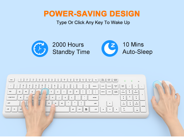 Wireless Keyboard and Mouse Combo, Full Size Silent Ergonomic Keyboard Mouse