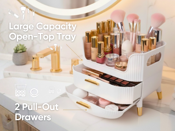 HALAFE Makeup Organizer with 2 Drawers