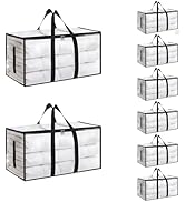 8 Pack-Extra Large Heavy Duty Moving Bags - Waterproof Storage Totes with Handles & Zippers, Fold...