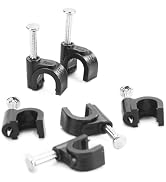 HS 7mm Ethernet Cat6 Cable Clips Clamps RG6 with Steel Nail (200 Pack) Wire Clips Black for Wall,...