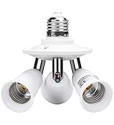 Electop E26 E27 Adjustable Socket Splitter,3 in 1 Socket White Bulb Base Adapter Lamp Holder,360 ...