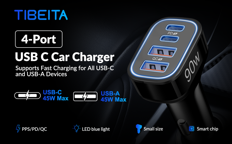 90W USB C Car Charger
