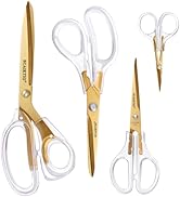 SCAIKTIG Acrylic Scissors Set, Office Scissors for Desk Gold, Clear Comfort-Grip Handles and Tita...