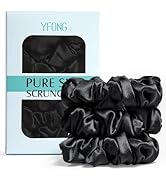 YFONG 3 PCS 100% Silk Scrunchies for Hair Sleep Women Girls, 22 Momme Pure Mulberry Hair Ties for...