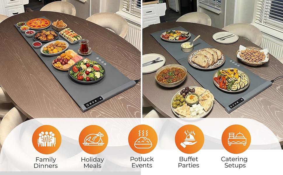 countertop food warming mat keeping dishes warm gatherings potlucks buffet events
