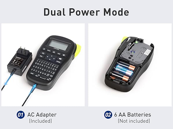 Dual Power Mode: AC Adapter (included); 6 AA Batteries (not included)