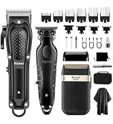 KEMEI Professional Hair Clippers for Men, Cordless Barber Clipper T-Blade Beard Trimmer Foil Shav...