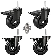 Stem Caster Wheels 5 inch Casters with Safety Dual Locking 1500Lbs Heavy Duty Threaded Stem Caste...