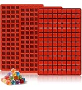 Wilewir 3Pcs 126-Cavity Square Hard Candy Molds Silicone for Candy, Mini Square Silicone Molds fo...