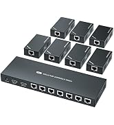 HDMI Extender Splitter 1x7 1080P@60Hz Over Cat 5E/6/7 Ethernet Cable 50m (164ft) Support HDMI loo...