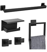 Woekme 5 Pieces Towel Bar Set Matte Black Bathroom Hardware Set Include 24 in Towel Bar Toilet Pa...