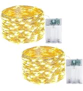 2-Pack Fairy Lights Battery Operated with Timer, 16FT 50 LED String Lights Indoor Outdoor, Cuttab...