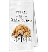 ChissNook Mahjong Golden Retriever Towels, Golden Retriever Lovers Gifts for Women & Men, Mah Jon...