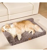 Jolifield Orthopedic Calming XL Dog Bed Large Sized Dog 42"X28" Taupe | 2-Sided Bolster Pet Cat S...
