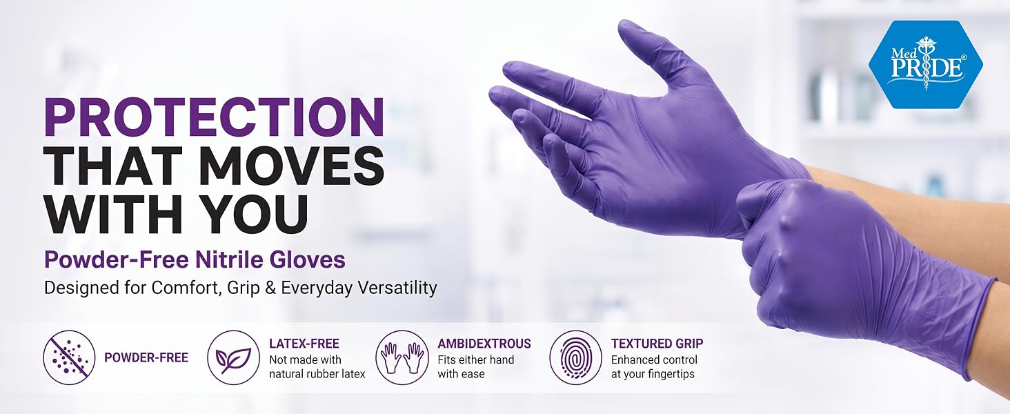 MedPride Powder-Free Nitrile Exam Gloves