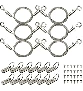 Picture Frame Security Hanging Kit – 6 Pack X 2M Steel Safety Cables with 12 Double-Hole D-Ring H...