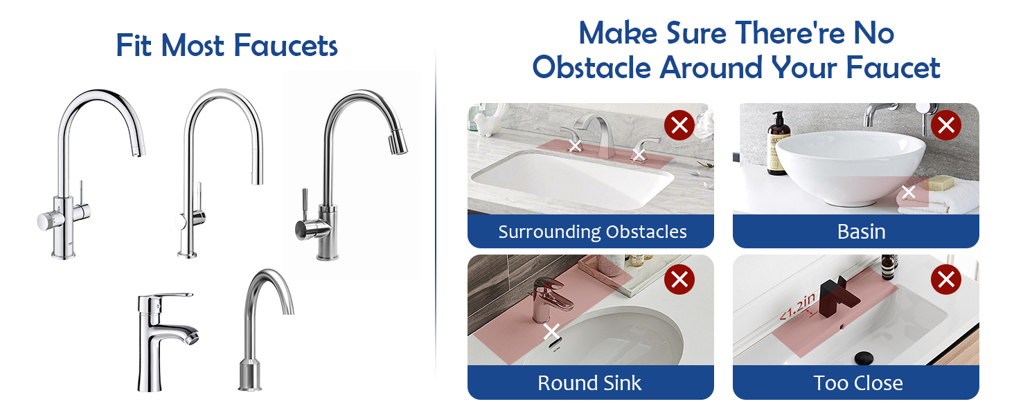 24"Longer Silicone Faucet Mat For Kitchen Sink Splash Guard