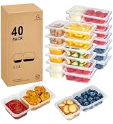MACTANO 9 OZ Reusable Snack Containers with Lids, New Double Compartment Condiment Snack Pack Con...
