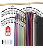 3 Pack Legging Organizer for Closet Hanging, Pants Hangers with 15 Clips Holds 45 Leggings, Short...