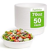 FEHHTO 70oz Extra Large Disposable Sugarcane Fiber Paper Bowl, Heavy-Duty Round Serving Bowl for ...